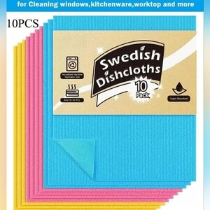 10Pack Swedish Dishcloths Green Pink And Yellow